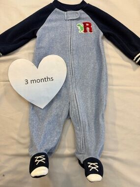 Carter's - Navy and Light Blue Infant Footed Fleece Onesie Sleeper